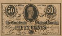 p64b from Confederate States of America: 50 Cents from 1864